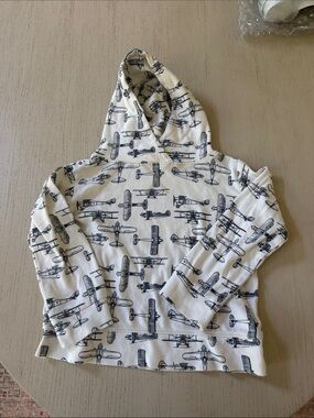 Kate Quinn White and Navy Airplane Print Hoodie Sweatshirt